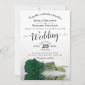 Elegante Long-Stemmed Emerald Green Rose Wedding Einladung (Vorderseite)