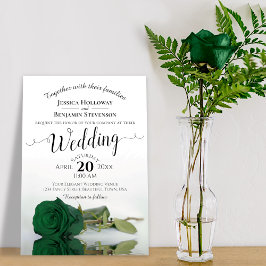 Elegante Long-Stemmed Emerald Green Rose Wedding Einladung