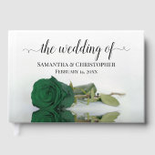 Elegante Long-Stemmed Emerald Green Rose Wedding Gästebuch (Vorderseite)