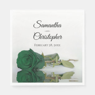 Elegante Long-Stemmed Emerald Green Rose Wedding Serviette
