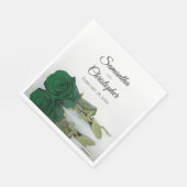 Elegante Long-Stemmed Emerald Green Rose Wedding Serviette (Ecke)