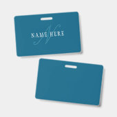 Elegante Looking Monogram | Meerblau Ausweis (Front & Back)