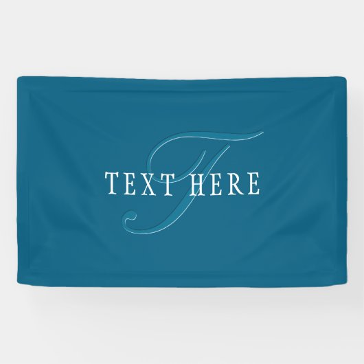 Elegante Looking Monogram | Meerblau Banner (Horizontal)