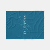 Elegante Looking Monogram | Meerblau Fleecedecke (Vorderseite (Horizontal))
