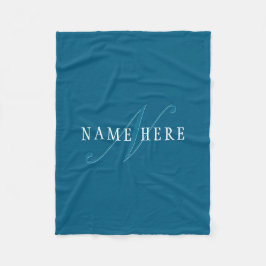 Elegante Looking Monogram | Meerblau Fleecedecke