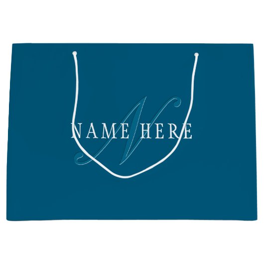 Elegante Looking Monogram | Meerblau Große Geschenktüte (Vorderseite)