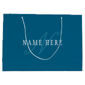 Elegante Looking Monogram | Meerblau Große Geschenktüte (Rückseite)