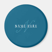 Elegante Looking Monogram | Meerblau Magnet (Vorne)