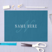 Elegante Looking Monogram | Meerblau Seidenpapier (Handwerk)