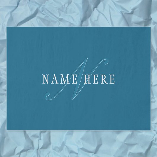 Elegante Looking Monogram | Meerblau Seidenpapier