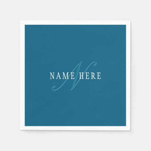 Elegante Looking Monogram | Meerblau Serviette (Vorderseite)