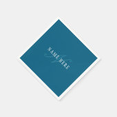 Elegante Looking Monogram | Meerblau Serviette (Ecke)
