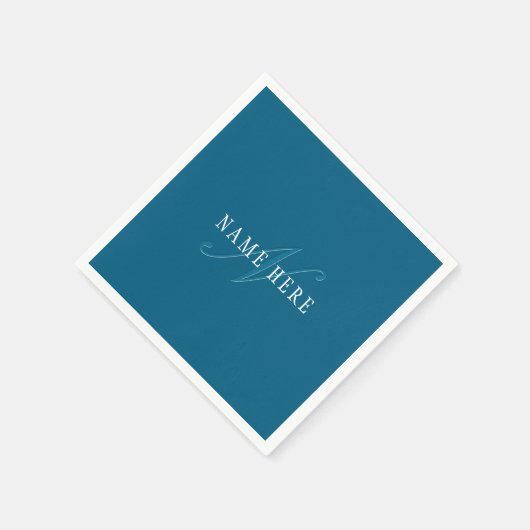 Elegante Looking Monogram | Meerblau Serviette (Ecke)