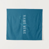 Elegante Looking Monogram | Meerblau Wandteppich (Vorderseite (Horizontal))