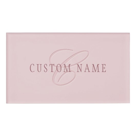 Elegante Looking Monogram | Rotgold Namenschild (Vorderseite)