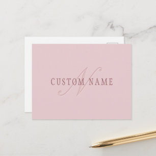 Elegante Looking Monogram   Rotgold Postkarte