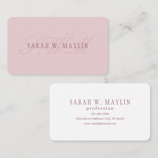 Elegante Looking Monogram | Rotgold Visitenkarte (Vorne/Hinten)