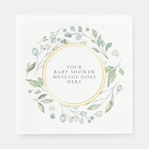 Elegante Lorbeer-Kranz-Baby-Shower-Nachricht Serviette