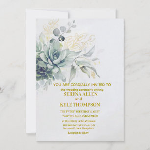 Elegante Lorbeerkranz-Monogramm-Typografie-Hochzei Einladung