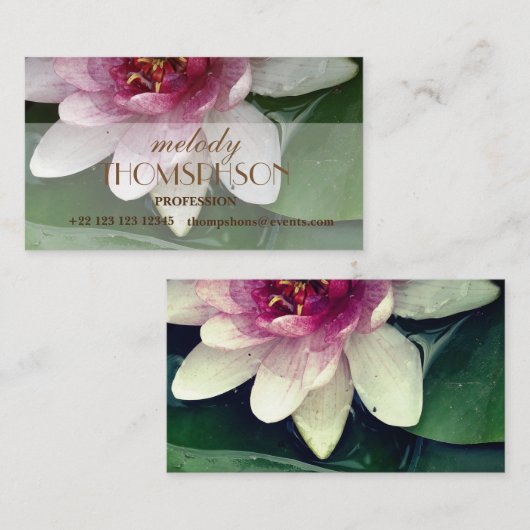 Elegante Lotos-Blumen-Geschäfts-Karten Visitenkarte (Vorne/Hinten)