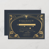 Elegante Lotus Art Nouveau Wedding Card Begleitkarte (Vorne/Hinten)