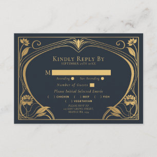 Elegante Lotus Art Nouveau Wedding Card Begleitkarte