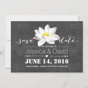 Elegante Lotus Blume Chalkboard Save the Date