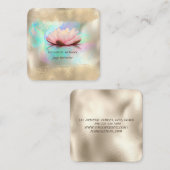 Elegante Lotus Blume Gold Pinselstriche Holografie Quadratische Visitenkarte (Vorne/Hinten)