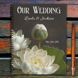 Elegante Lotus Blume Hochzeitsplanung Notizblock