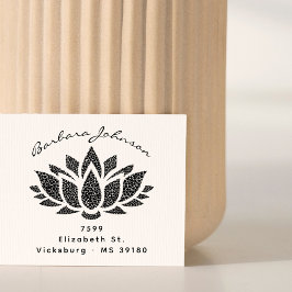 Elegante Lotus Blume Individuelle Name Rücksendead Gummistempel