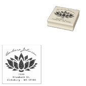 Elegante Lotus Blume Individuelle Name Rücksendead Gummistempel (Stempel)