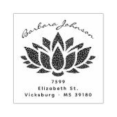 Elegante Lotus Blume Individuelle Name Rücksendead Gummistempel (Prägung)