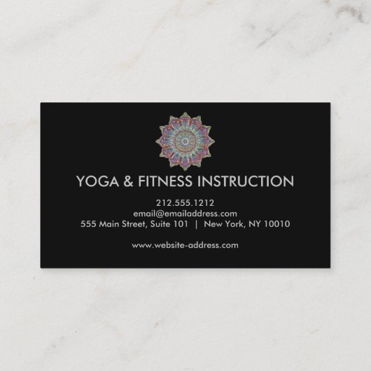 Elegante Lotus Blume Logo Yoga Mandala Visitenkarte (Rückseite)