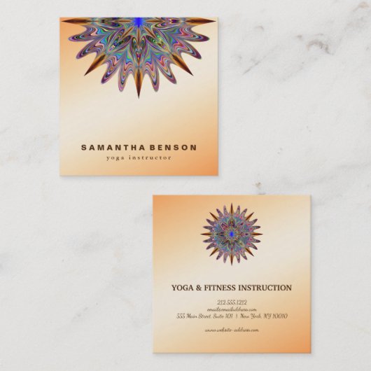 Elegante Lotus Blume Logo Yoga Quadratische Visitenkarte (Vorne/Hinten)