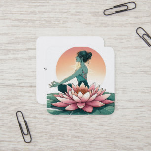 Elegante Lotus Blume Logo Yoga Quadratische Visitenkarte