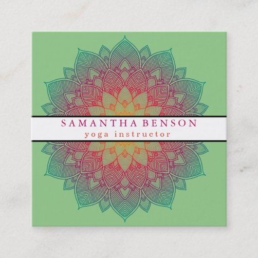 Elegante Lotus Blume Logo Yoga Quadratische Visitenkarte (Vorderseite)
