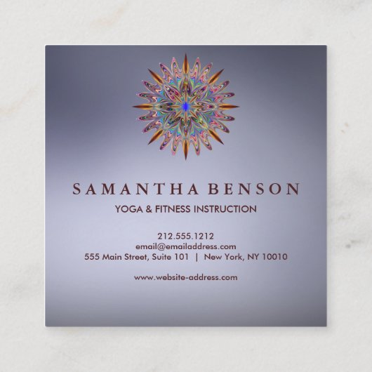 Elegante Lotus Blume Logo Yoga Quadratische Visitenkarte (Rückseite)
