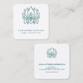 Elegante Lotus Blume Logo Yoga Square Business Car Quadratische Visitenkarte (Vorne/Hinten)