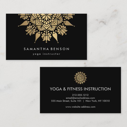 Elegante Lotus Blume Logo Yoga Visitenkarte (Vorne/Hinten)