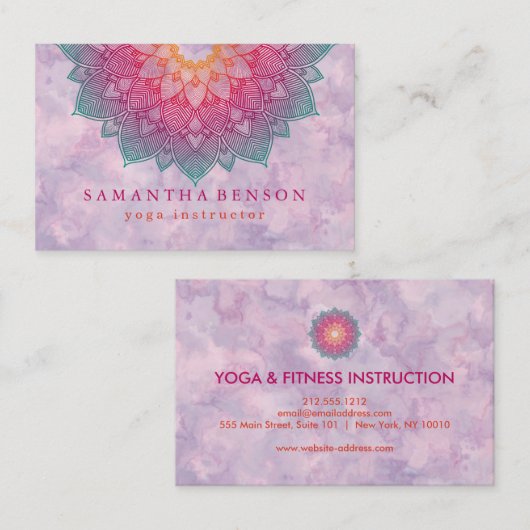 Elegante Lotus Blume Logo Yoga Visitenkarte (Vorne/Hinten)