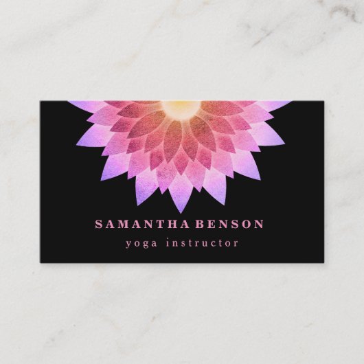Elegante Lotus Blume Logo Yoga Visitenkarte (Vorderseite)