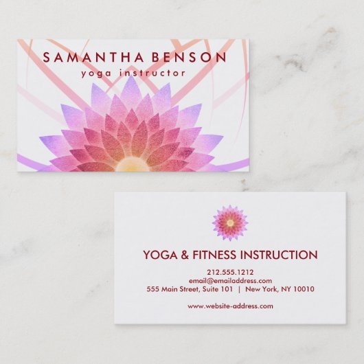 Elegante Lotus Blume Logo Yoga Visitenkarte (Vorne/Hinten)