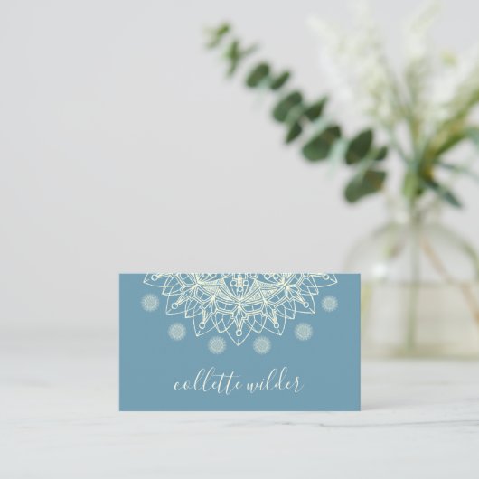 Elegante Lotus Blume Mandala Business Card Visitenkarte (Stehend Vorderseite)