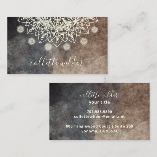 Elegante Lotus Blume Mandala Business Card Visitenkarte (Vorne/Hinten)