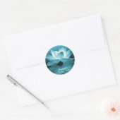 Elegante Lotus Blume Ocean Zen Yoga Personalisiert Runder Aufkleber (Umschlag)