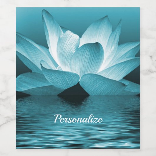 Elegante Lotus Blume Ocean Zen Yoga Personalisiert Weinetikett (Einzelnes Label)