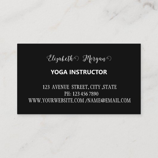 Elegante Lotus Blume Yoga Visitenkarte (Rückseite)