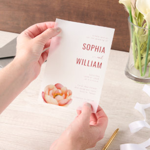 Elegante Lotus-Koralle-Hochzeitseinladung Pergament Einladungen
