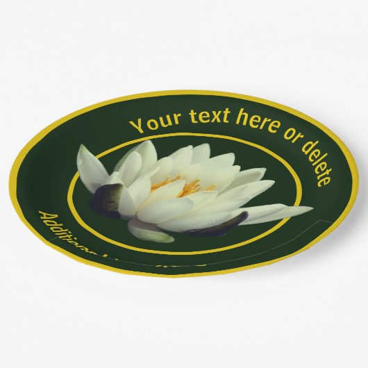 Elegante Lotus Lily Blume Personalisiertes Party Pappteller (Schrägansicht)