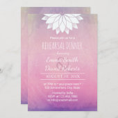 Elegante Lotus Watercolor Hochzeitliches Probe-Din Einladung (Vorne/Hinten)